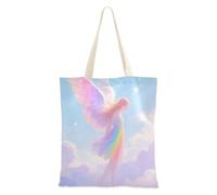WDdZzyy Sky Rainbow Snow Angel Borsa di tela per le donne Regali Tote Bags Bulk