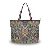 WDdZzyy Strawberry Bird William Morris Art Blue tessuto di seta borse con cerniera per le donne borse riutilizzabili per le donne crossbody