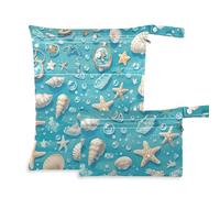 WDdZzyy Summer Fresh Blue Shell Starfish prop1 - Borsa impermeabile per pannolini, 2 pezzi, con manici, per palestra