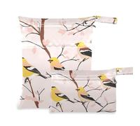 WDdZzyy Sweet American Goldfinch Bird Blush, sacchetti impermeabili per bagnati, confezione da 2, essenziali da viaggio per bambini, con manici per yoga
