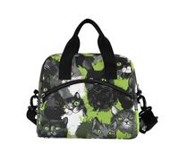 WDdZzyy Sweet British Cats Green Lunch Bags per adulti con tracolla borse per il pranzo per ragazzi per adolescenti all'aperto