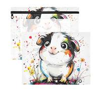 WDdZzyy Sweet Guinea Pig Artistic Graffiti Trousse Adorabile Cartella Tasca per Raccoglitore a 3 Anelli Confezione da 2 Insegnanti Rientro a Scuola