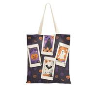 WDdZzyy Tarocchi misteriosi viola per Halloween Tote Bag Tela per le donne con tasche con manici Borsa riutilizzabile Tote Bag Bulk Beach Regali