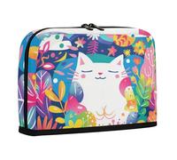 WDdZzyy The White Cat in the Garden - Astuccio per matite di grande capacità, organizer per la scuola preppy