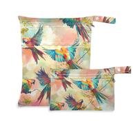 WDdZzyy Tropical Swirl Parrot - Borsa per costume da bagno riutilizzabile, confezione da 2, essenziale da viaggio, con manici per scenario