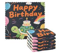 WDdZzyy Turtle Happy Birthday Childish Words asciugamani in microfibra per dettagli auto moderni riutilizzabili e lavabili asciugamani da cucina in spugna confezione da 6