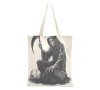 WDdZzyy Vintage illustrazione disegnata a mano di un triste mietitore borse della spesa in tela per le donne con tasche con manici borse in tela riutilizzabili regalo insegnante