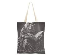 WDdZzyy Vintage illustrazione disegnata a mano di un triste mietitore Tote Borsa di tela per le donne con tasche con manici Borse di tela riutilizzabili Bulk Tote Bags Regali carini