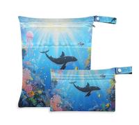 WDdZzyy Whale Catton Sea World - Sacchetti impermeabili da viaggio per bambini, con manici per il bagno, confezione da 2