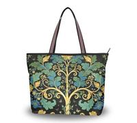 WDdZzyy William Morris Green Life Tree tessuto di seta con cerniera borsa hobo conveniente per le donne, William Morris - Albero della vita verde, Large