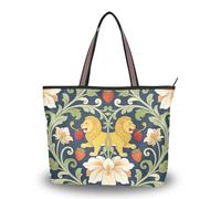 WDdZzyy William Morris Red Strawberry Lion tessuto di seta con cerniera hobo borse riutilizzabili tote borse casual spalla, William Morris Leone Rosso Fragola, Large