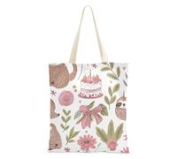 WDdZzyy William Morris Style Bradipo Maroon Borsa da donna in tela con tasche con manici riutilizzabile Bulk Totes Beach Gifts