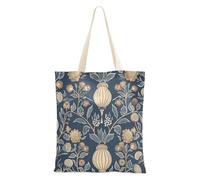 WDdZzyy William Morris Style Rustic Etnico Floreale Blu Scuro Tela Tote per le Donne Con Tasche Con Manici Riutilizzabile Tela Tote Bag Bulk Coworker Regali