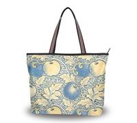 WDdZzyy William Morris Vintage frutta giallo blu tessuto di seta con cerniera donna tote borse alla moda crossbody borse per le donne, William Morris Vintage Fruit Giallo Blu, Medium