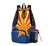 WDdZzyy Zaino con coulisse Borsa da campeggio con tasche interne String Back Pack impermeabile Arizona State Flag Az blu rosso
