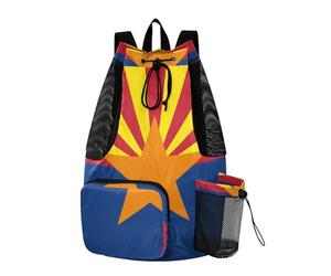 WDdZzyy Zaino con coulisse Borsa da campeggio con tasche interne String Back Pack impermeabile Arizona State Flag Az blu rosso