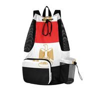WDdZzyy Zaino da palestra con coulisse, con tasche interne, borsa a corda, separazione asciutta e bagnata, bandiera egiziana, rosso e nero