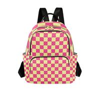 WDdZzyy Zaino multiuso a 14 pollici del computer portatile dello zaino del computer portatile del plaid americano rosa e giallo per il viaggio e il lavoro