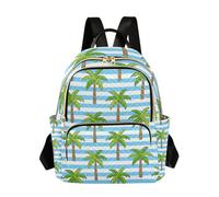WDdZzyy Zaino per pannolini blu bianco a righe palme da cocco, 35,6 cm, grande capacità, zaino borsa per pannolini per donne, adolescenti, palme da cocco a righe blu bianco, Medium, Palma da cocco a