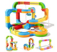 Wdebay klick Rail - Set di treni elettrici 3D Magic Flexible Race Track per bambini di 3, 4, 5, 6, 7, 8 anni, pista per auto da corsa con anti-gravità, giocattolo educativo per apprendimento STEM per
