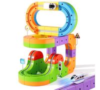 Wdebay klick Rail - Set di treni elettrici 3D Magic Flexible Race Track per bambini di 3, 4, 5, 6, 7, 8 anni, 48 pezzi, blocco per auto da corsa con anti-gravità, giocattolo educativo STEM per ragazzi