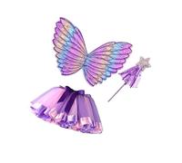 Wdfnexalai Adorabile ed elegante set di costumi da fata per bambini per ogni occasione, non facile da invecchiare e sbiadire ragazze gonne ali d'angelo costume viola