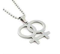Wdfnexalai Collana con ciondolo in acciaio inossidabile antiruggine e inodore per una lunga durata Bijouterie doppia femmina gay delicata sulla pelle, as description, Poliestere, come descrizione