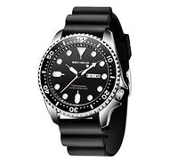 Wdfnexalai Orologio da polso da uomo in silicone, con data, calendario, resistente all'acqua, cinturino nero, quadrante blu, guscio in acciaio, Nero nero, as description
