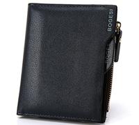 Wdfnexalai Verticale Uomo ID Cridit Card Slots PU Bifold Style Breve Portafoglio Zipper Coin Money Purse, Blu, as description, come descrizione