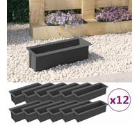 WDGJJFECNMUEHI 12 Pcs Grey Europallet Planters 36x13.5x9.5 cm PP Flower Pots for DIY Garden Decor, Indoor Outdoor Hanging or Standing Herb Flower Boxes, Durable Plastic Plant Containers