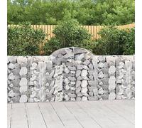 WDGJJFECNMUEHI 14 Pcs Galvanized Steel Gabion Baskets for Garden, 200x30x100/120cm Arc Design, Heavy Duty Wire Mesh Rock Cage, Decorative Windbreak & Sound Barrier, Outdoor Landscaping & Patio Fence