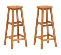 WDGJJFECNMUEHI 2 Bar Stools Solid Acacia Wood Set, Modern Kitchen Counter Height Stools with Backrest, Rustic Home Bar Furniture for Kitchen Island, Dining Room, Cafe
