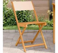 WDGJJFECNMUEHI 2 Pack Acacia Solid Wood Bistro Chairs Beige with Polyester Fabric, Foldable Outdoor Dining Chairs for Patio Garden Balcony, Sturdy Weather-Resistant Design, Max Load 110kg per Seat