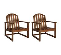 WDGJJFECNMUEHI 2 Pack Acacia Wood Garden Chairs, Solid Hardwood Outdoor Patio Furniture Set, Comfortable Dining Seating for Balcony Terrace Backyard, Weather Resistant Natural Wooden Chairs