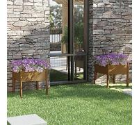 WDGJJFECNMUEHI 2 Pack Amber Wooden Flower Pots 70x70x70 cm for Garden Outdoor - Solid Pine Planters with Large Capacity, Weather Resistant, Easy Assembly for Flowers Herbs Plants Decor