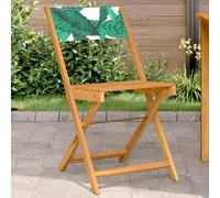 WDGJJFECNMUEHI 2 Pack Bistro Chairs with Leaf Pattern, Solid Acacia Wood Folding Outdoor Chairs for Garden Patio Balcony, Green Polyester Fabric, 110kg Capacity
