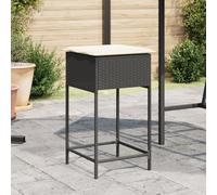 WDGJJFECNMUEHI 2 Pack Black Bar Stools with Cushions, Outdoor Poly Rattan Bar Height Stools with Removable Seat Covers, Patio Garden Furniture Set for Backyard, Poolside, Comfortable and Durable