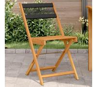 WDGJJFECNMUEHI 2 Pack Black Bistro Chairs, Solid Acacia Wood and Rope Folding Chairs for Outdoor Garden, Patio, Balcony, Sturdy and Weather-Resistant, Max Load 110kg per Seat