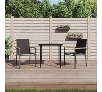 WDGJJFECNMUEHI 2 Pack Black Garden Chairs 55x61.5x90 cm Textilene and Steel, Outdoor Patio Dining Chairs with Armrests, UV Resistant Comfortable Seating for Terrace, Poolside, Backyard