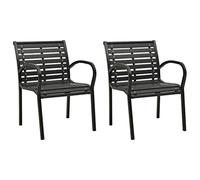 WDGJJFECNMUEHI 2 Pack Black Garden Chairs, Steel and WPC Outdoor Stackable Chairs for Patio, Yard, Balcony, Weatherproof and Durable, Max Load 110kg per Seat