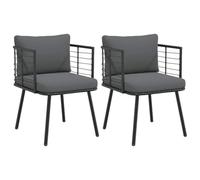 WDGJJFECNMUEHI 2 Pack Black Garden Chairs with Cushions, Outdoor PE Rattan Lounge Chairs for Patio, Terrace, Backyard, Comfortable Seating with Removable Washable Covers, Durable Steel Frame