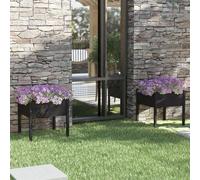 WDGJJFECNMUEHI 2 Pack Black Garden Planters 70x70x70 cm Pine Wood Flower Pots for Outdoor Balcony Patio, Large Deep Square Plant Boxes for Flowers Herbs Vegetables, Durable Assembled Wooden Fioriere