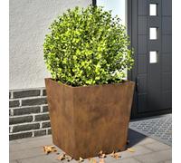 WDGJJFECNMUEHI 2 Pack Corten Steel Garden Planters 50x50x50 cm, Rustproof Outdoor Flower Pots for Patio Balcony Decor, Large Modern Rectangular Planter Box for Plants Herbs Vegetables