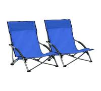 WDGJJFECNMUEHI 2 Pack Foldable Beach Chairs Blue Oxford Fabric, Portable Camping Chairs with Steel Frame, Outdoor Lounge Chairs for Beach, Garden, Patio, Max Load 110kg