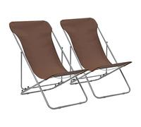 WDGJJFECNMUEHI 2 Pack Foldable Beach Chairs with 600D Oxford Fabric, Steel Frame, 3 Adjustable Positions, Lightweight Portable for Outdoor, Garden, Camping, Patio, Brown