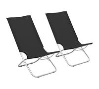 WDGJJFECNMUEHI 2 Pack Foldable Beach Chairs with High Back, Oxford Fabric & Steel Frame, Portable Camping Chairs for Outdoor, Garden, Pool, Patio, Max Load 110kg, Black