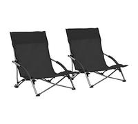 WDGJJFECNMUEHI 2 Pack Foldable Beach Chairs with Oxford Fabric, Portable Camping Chairs for Outdoor, Garden, Picnic, Lightweight Steel Frame with Back Support, Max Load 110kg, Black