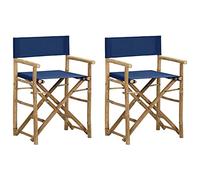 WDGJJFECNMUEHI 2 Pack Foldable Director Chairs Blue Bamboo Frame with Polyester Fabric for Patio Garden Outdoor Relaxation Comfortable and Space Saving