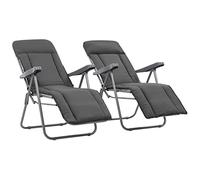 WDGJJFECNMUEHI 2 Pack Foldable Garden Chairs with Cushion, Adjustable Reclining Camping Chairs with Footrest, Steel Frame Outdoor Lounge Chairs for Patio, Beach, Picnic, Gray