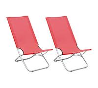 WDGJJFECNMUEHI 2 Pack Folding Beach Chairs, Red Oxford Fabric with PE Coating, Lightweight Portable Camping Chairs for Outdoor, Garden, Picnic, High Back Support, Max Load 110kg